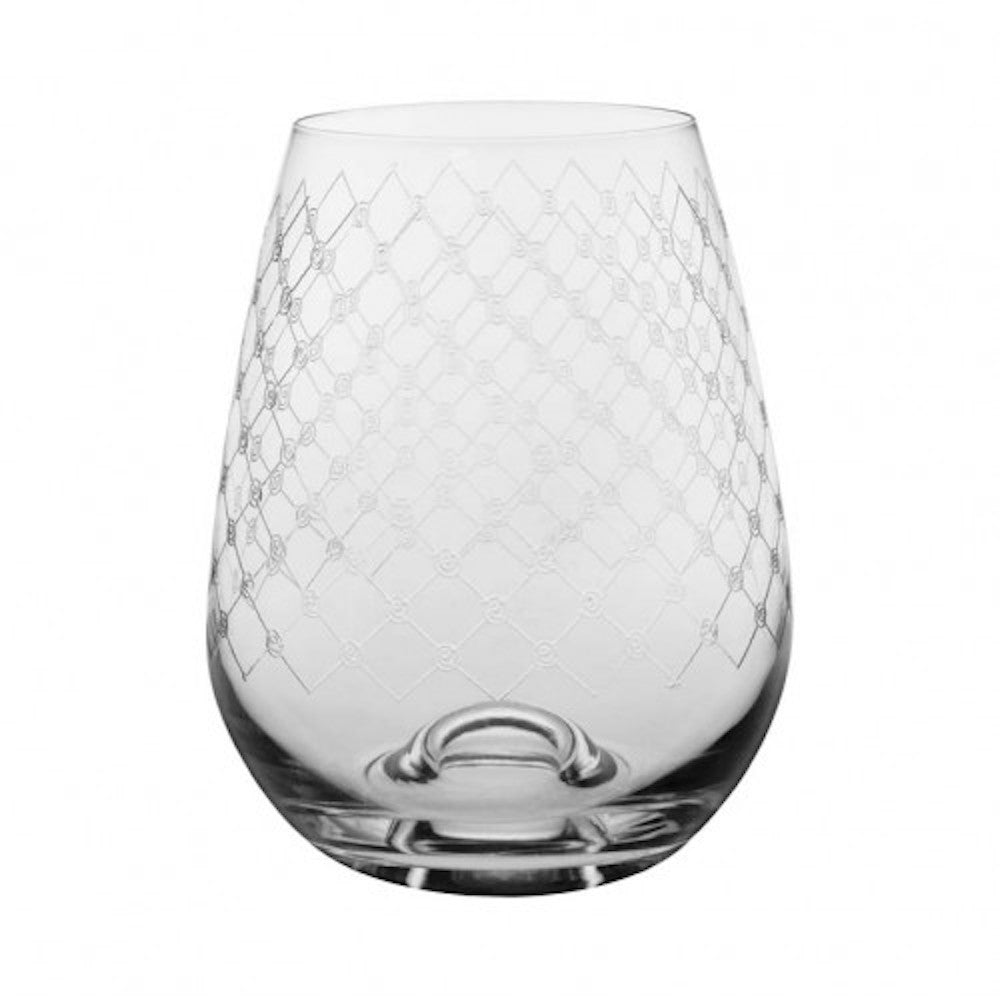 Fishnet Engraved Stemless Wine Glass