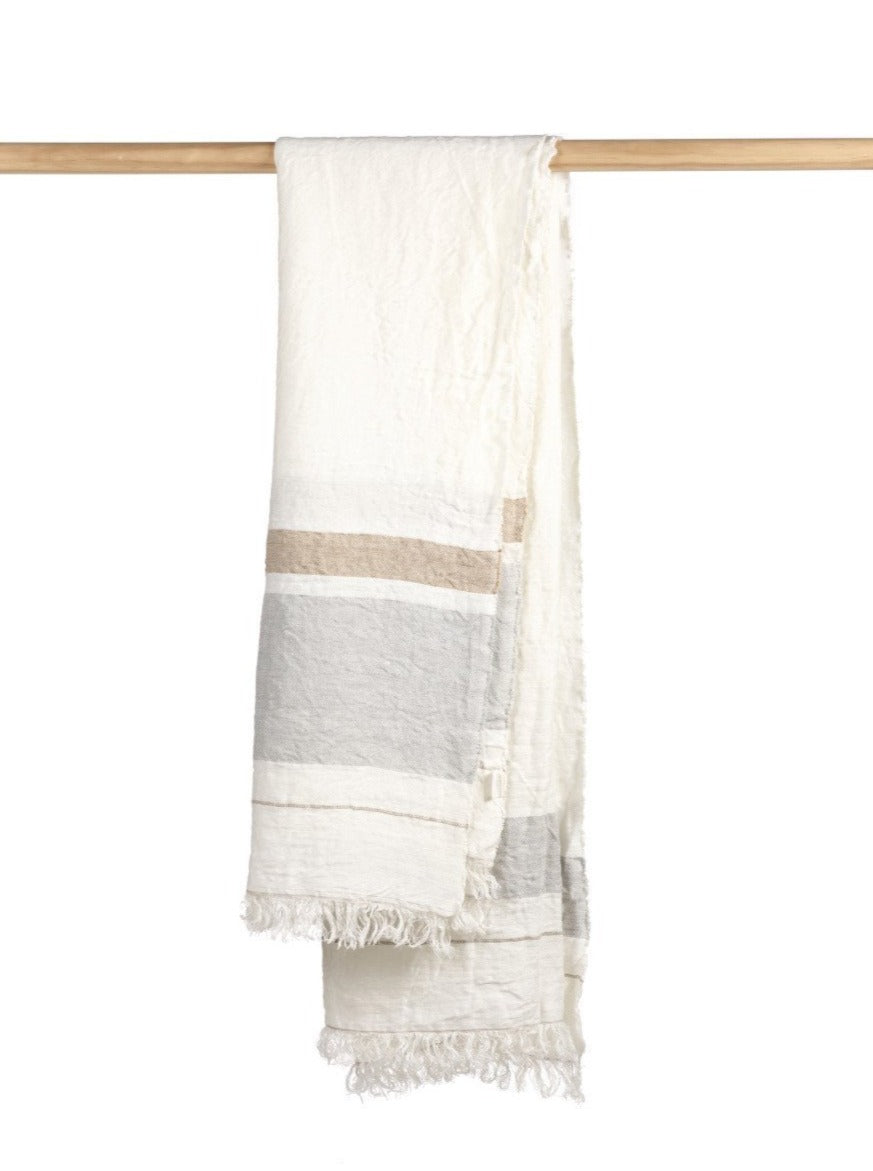 Libeco Linen - The Belgian Towel - Oyster Stripe  - 3 Sizes
