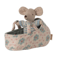 Maileg - Baby Mouse in Carry Cot Blue