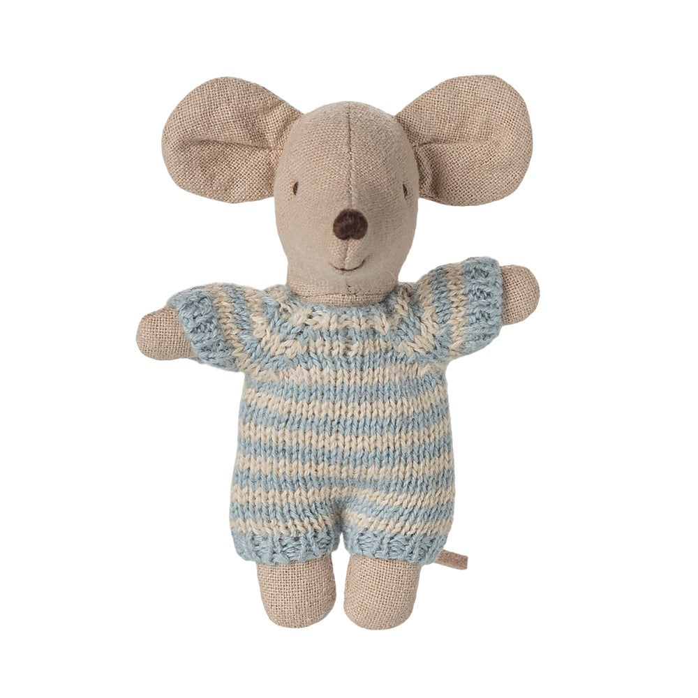 Maileg - Baby Mouse in Carry Cot Blue