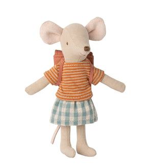 Maileg - Mouse Tricycle Big Sister with Bag rose