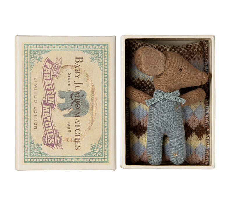 Maileg - Sleepy-Wakey Baby Mouse In a Box - Blue