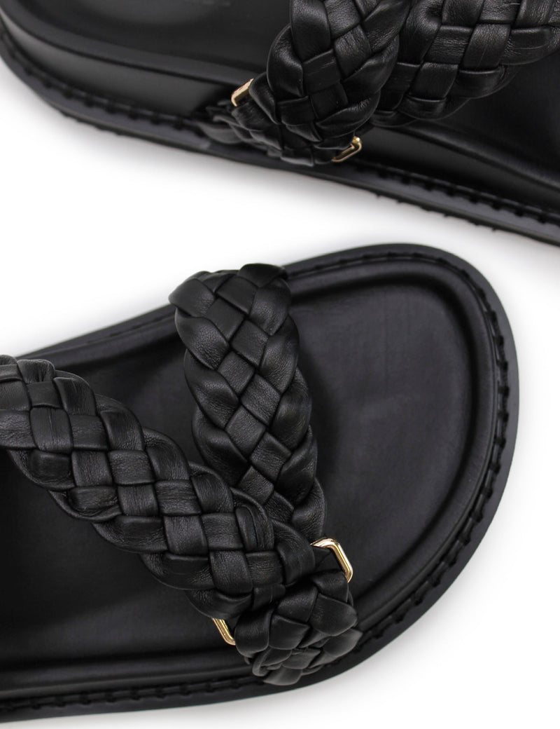 La Tribe - Aki Braided Slide - Black