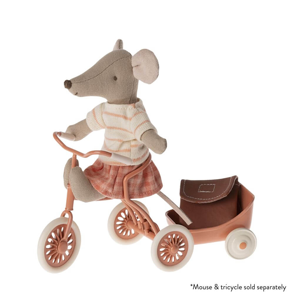 Maileg - Tricycle Trailer Mouse Coral