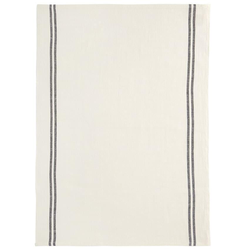 Charvet Editions French Linen Tea-Towel - Country - Blanc / Noir