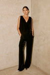 Velvet - Sorine Silk Velvet Pants - Black and Marsh