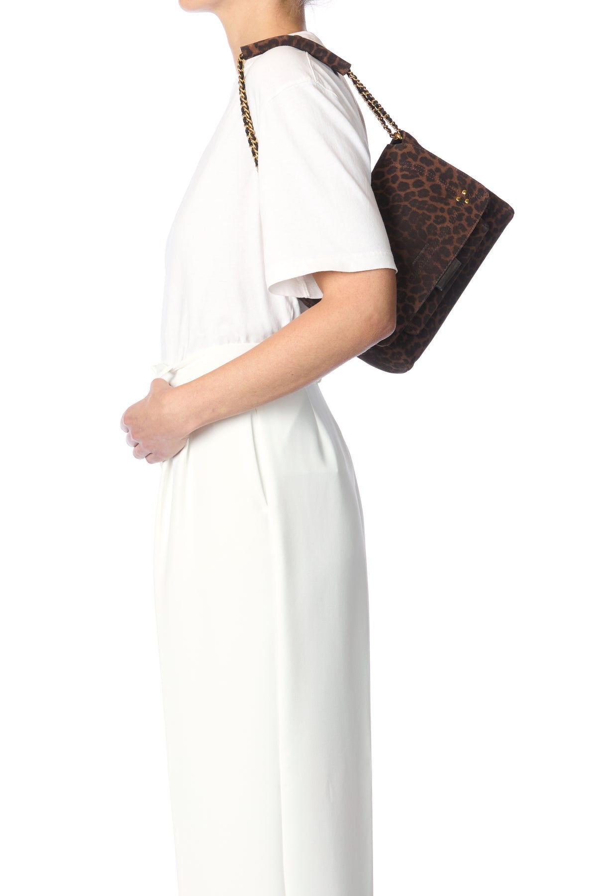 Jerome Dreyfuss Lulu M - Imprimé Léopard Naturel Split Suede