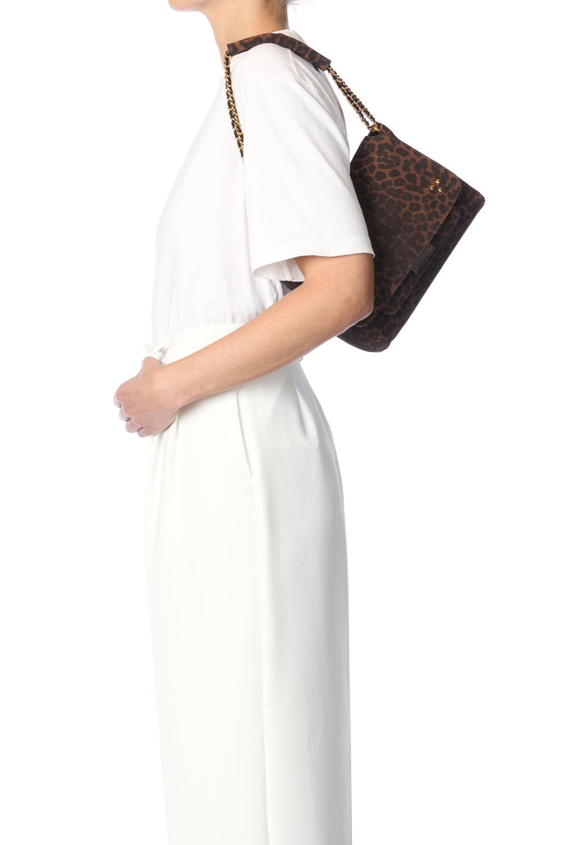 Jerome Dreyfuss Lulu M - Imprimé Léopard Naturel Split Suede