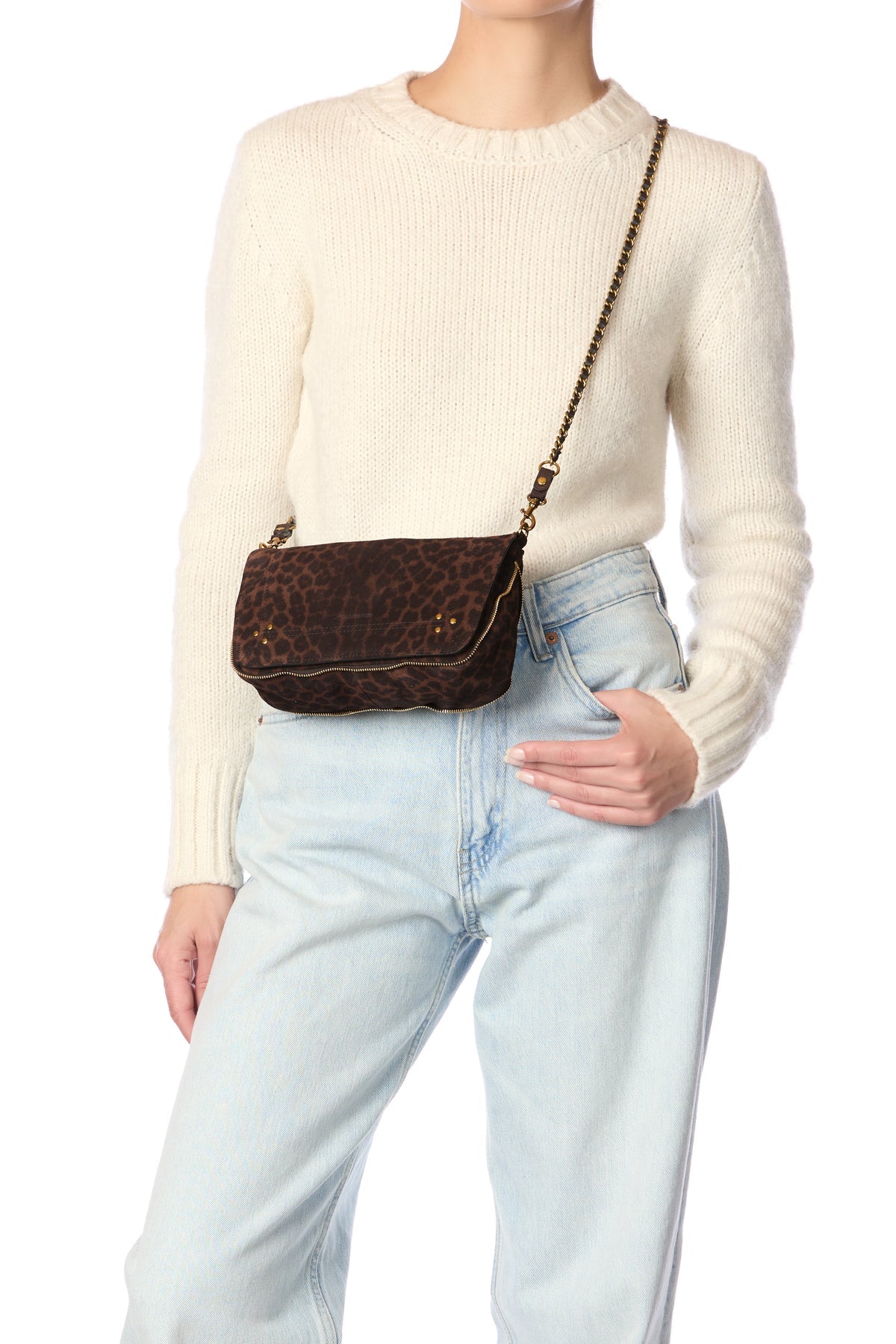 Jerome Dreyfuss Bobi S - Imprimé Léopard Naturel Split Suede