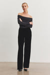 Velvet - Sorine Silk Velvet Pants - Black and Marsh