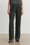 Velvet - Sorine Silk Velvet Pants - Black and Marsh