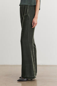 Velvet - Sorine Silk Velvet Pants - Black and Marsh