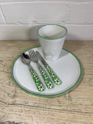 Sabre Children's Cutlery Set - Green Flower
