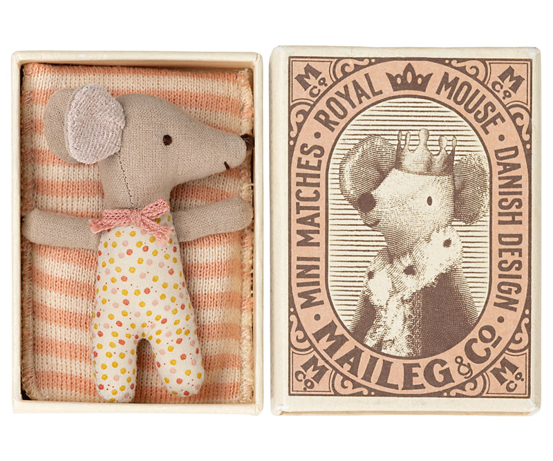Maileg - Sleepy-Wakey Baby Mouse In a Box - Rose