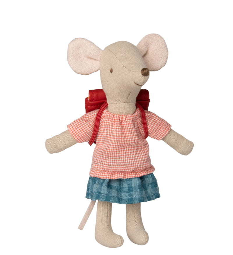 Maileg - Mouse Tricycle Big Sister with Red Bag