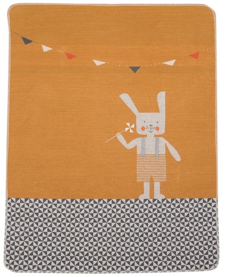 David Fussenegger Bassinet Blanket - Gold Bunny Rabbit