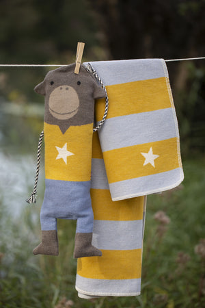 David Fussenegger Bassinet Blanket - Stripes and Star in Monkey